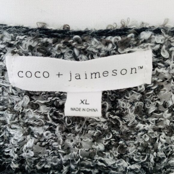 Coco Jaimeson Sweater Women XL Pointelle Heather Charcoal Cozy Comfy Fuzzy NWT - Picture 3 of 10